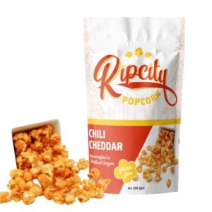 Chili Cheddar popcorn from Rip City Popcorn