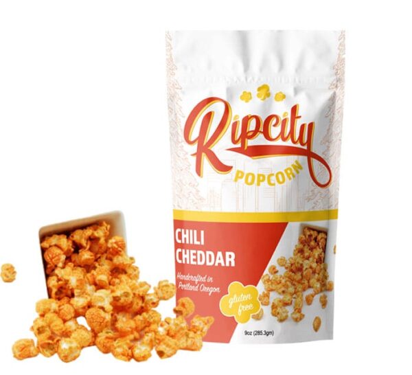 Chili Cheddar popcorn from Rip City Popcorn