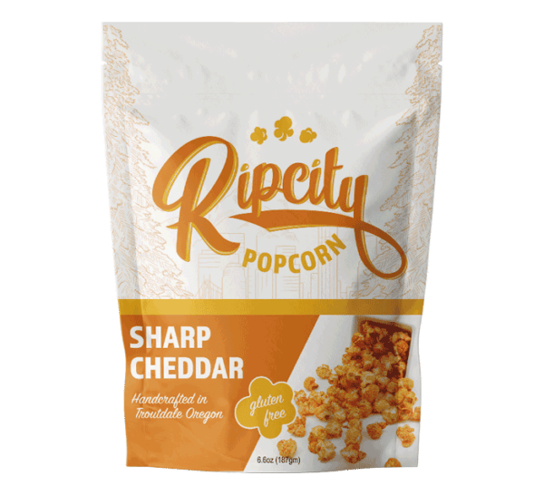 Sharp Cheddar popcorn from Rip City Popcorn